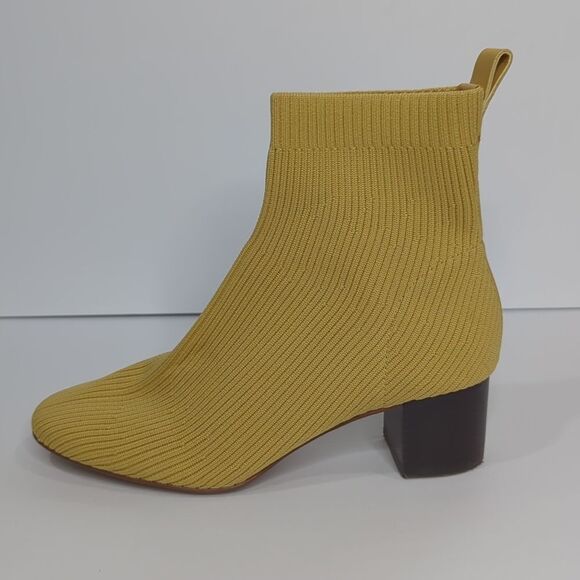 Everlane Glove Boot Gold Knit Pull On Bootie Ankle Heeled Shoes Womens Size 6.5 - Picture 11 of 15